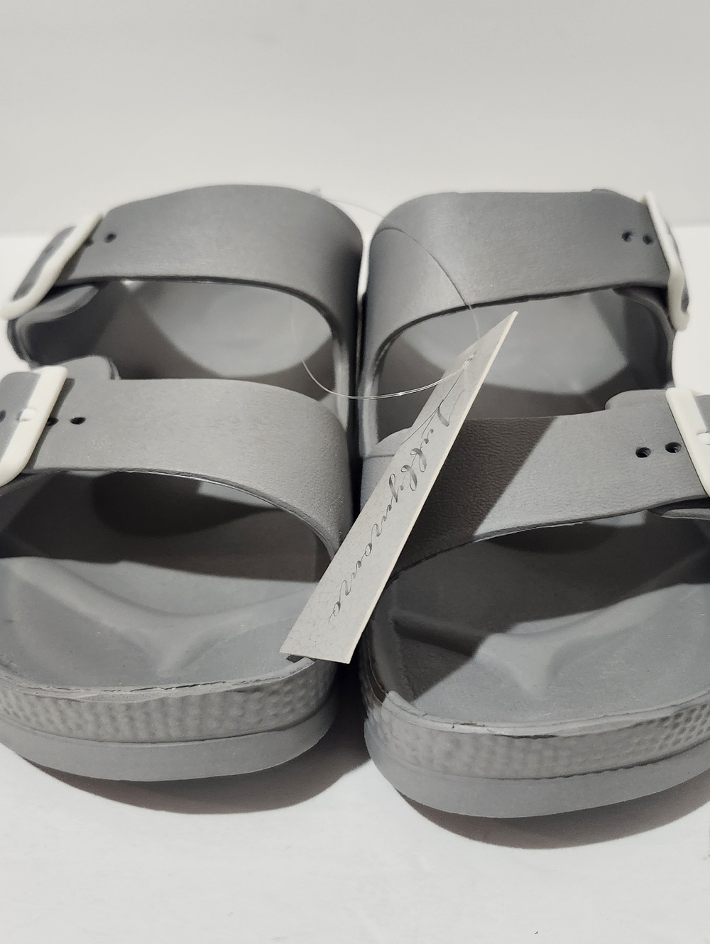 Luffymomo Women's Gray Double Strap Slide Sandals Size 10